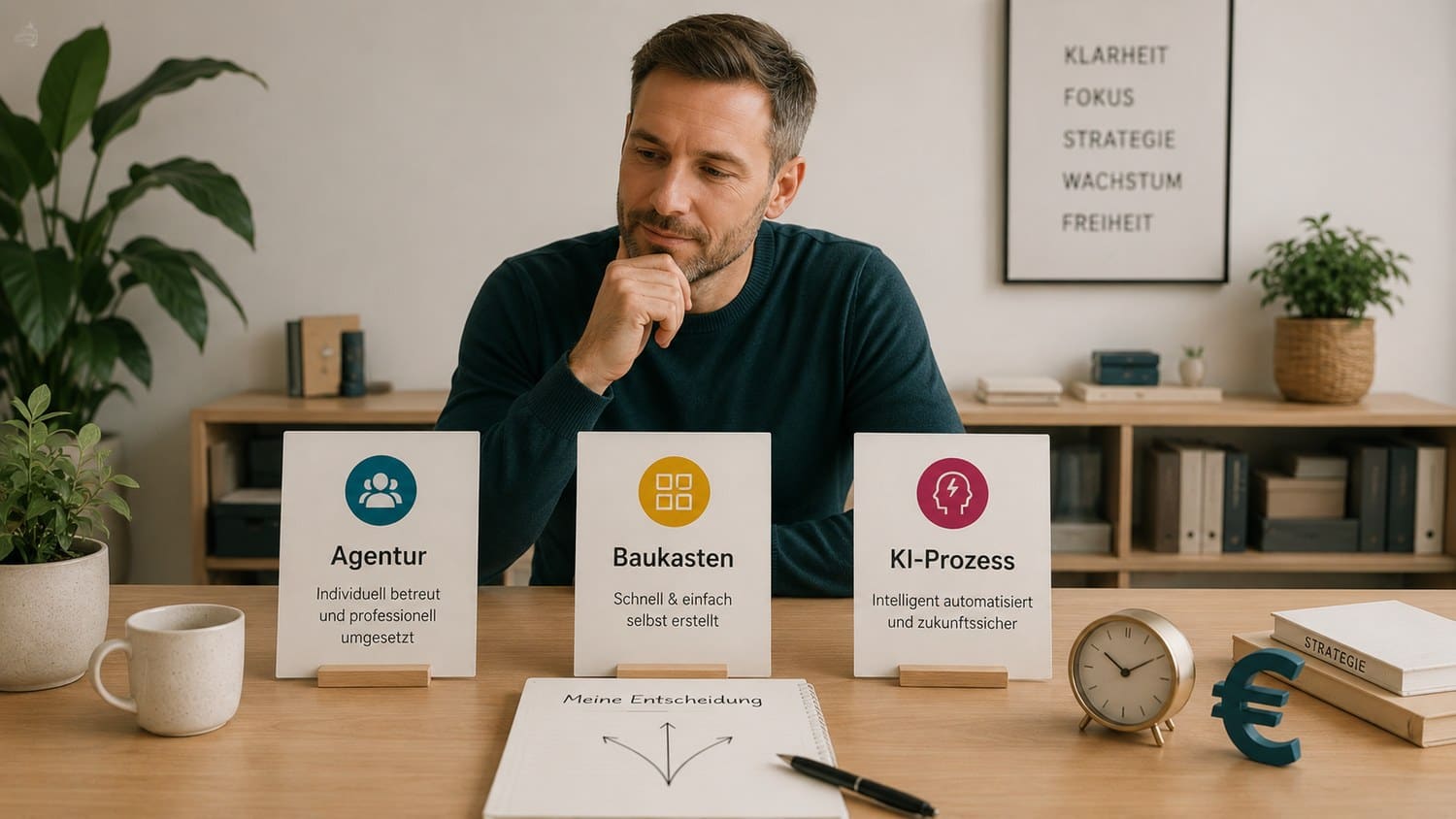 Agentur, Baukasten oder eigener KI-Prozess: Welcher Weg passt zu deiner Website?
