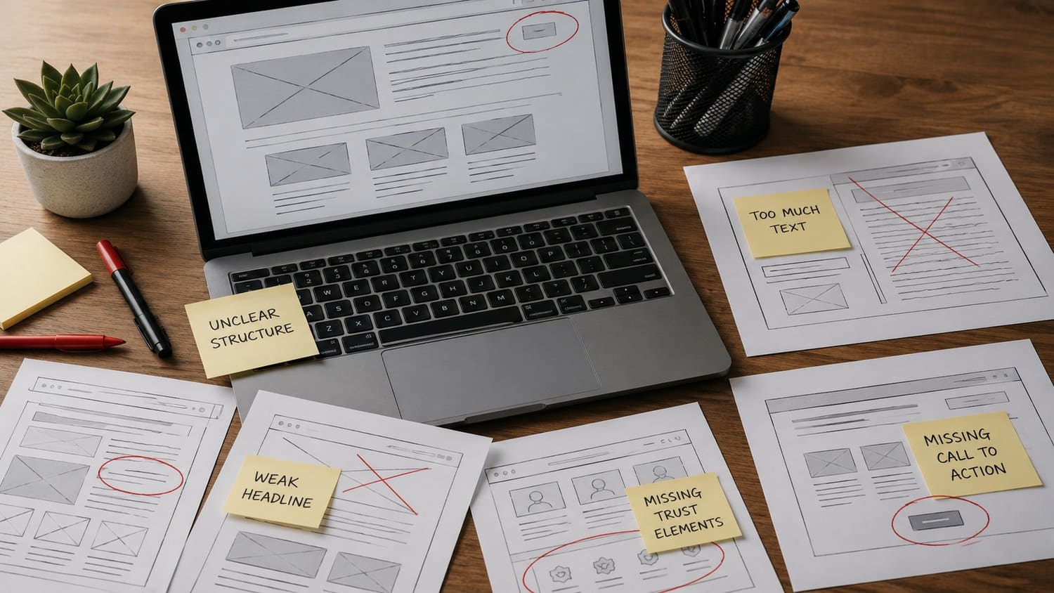 Die 7 häufigsten Fehler, wenn Gründer ihre Website selbst bauen